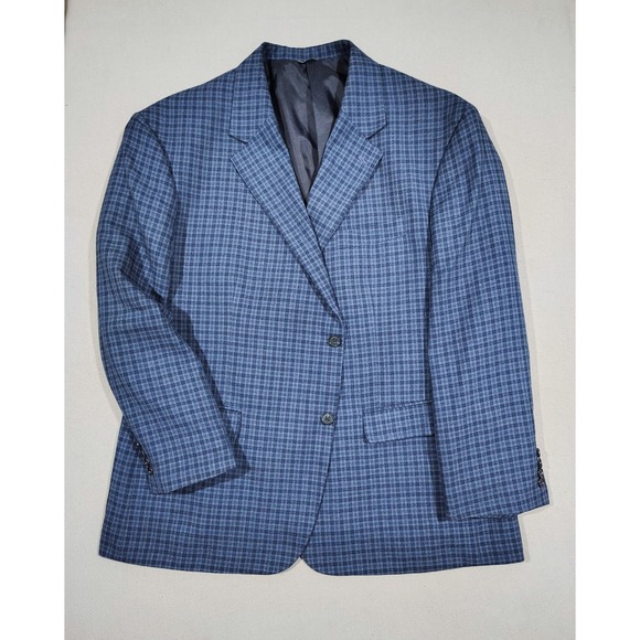 Oak Hill Other - Oak Hill Sport Coat Blazer Jacket Mens 50/52R Plaid Blue Two Button 2XL